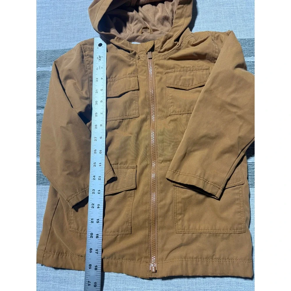 Old navy kids  XS 4-5 Brown Utility Field Jacket Hooded Full Zip Fleece